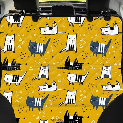 Yellow Doodle Cat Print Pet Car Seat Cover