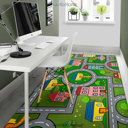 Children's Educational Road Traffic System Design Nursery Area Rug