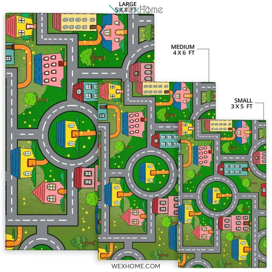 Children's Educational Road Traffic System Design Nursery Area Rug