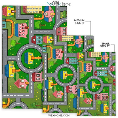 Children's Educational Road Traffic System Design Nursery Area Rug
