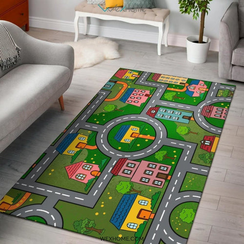 Children's Educational Road Traffic System Design Nursery Area Rug