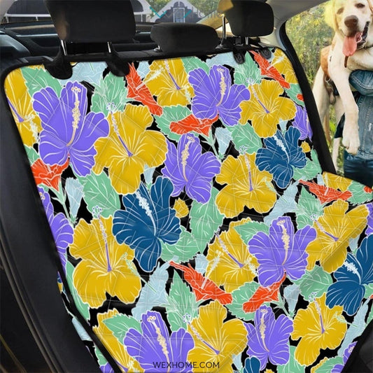 Violet Hibiscus Flower Hawaiian Print Pet Car Seat Cover
