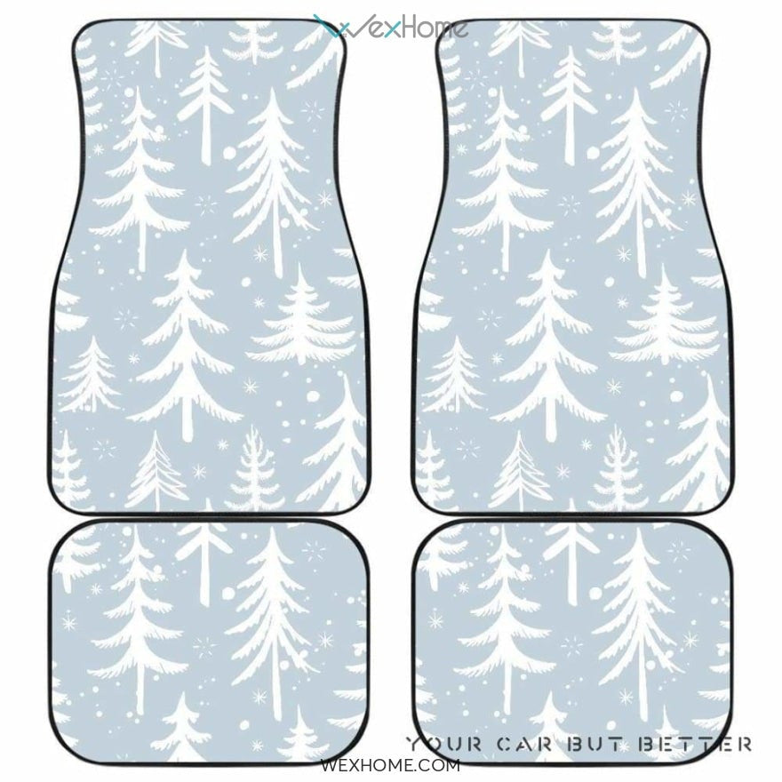 Christmas Tree Winter Forest Pattern Front And Back Car Mats