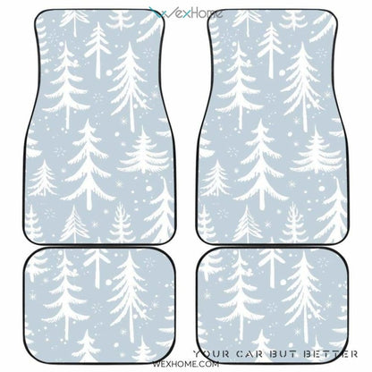 Christmas Tree Winter Forest Pattern Front And Back Car Mats