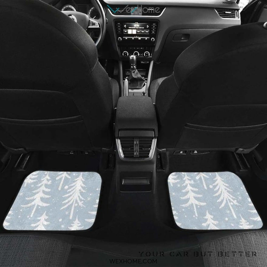Christmas Tree Winter Forest Pattern Front And Back Car Mats