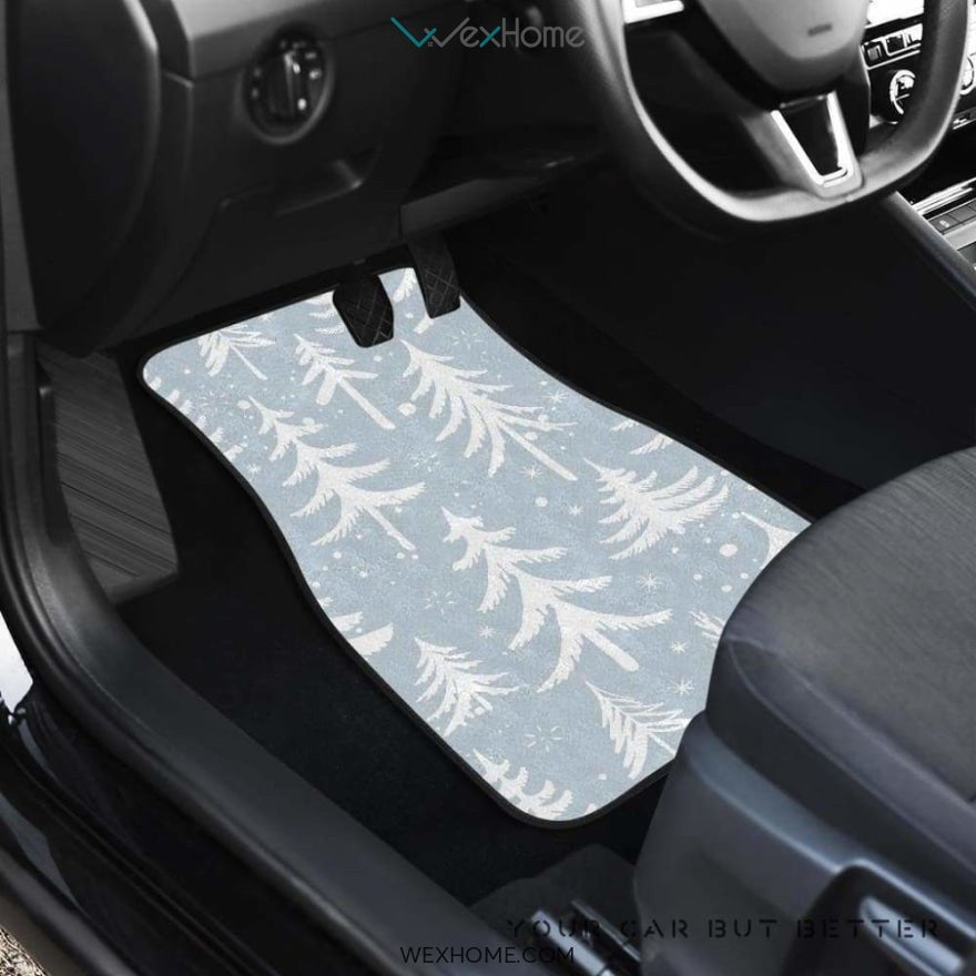 Christmas Tree Winter Forest Pattern Front And Back Car Mats