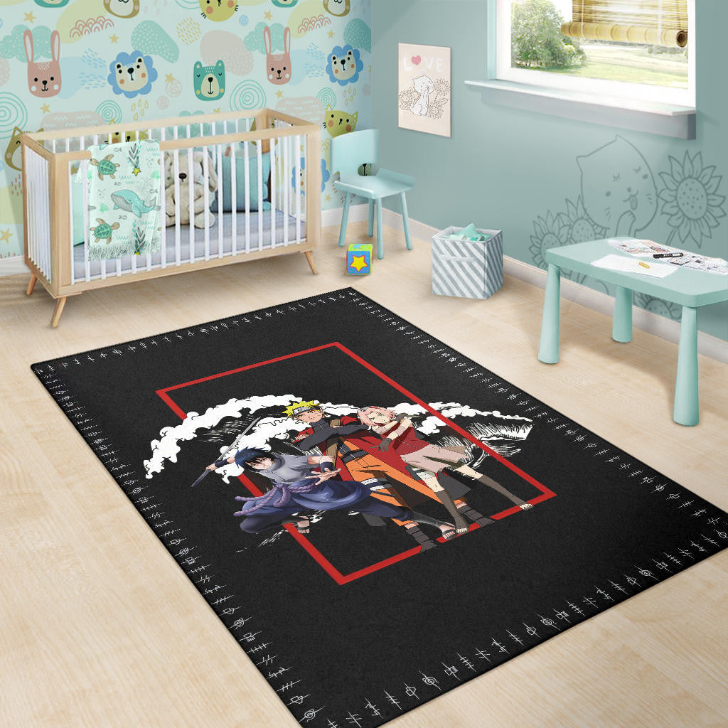 Naruto Anime Area Rug Team 7 Naruto Sasuke Sakura Fighting Rugs Home Decor
