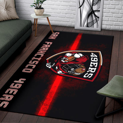 San Francisco American Football 49ers Football Ers Player On Shield Artwork Area Rug Home Decor