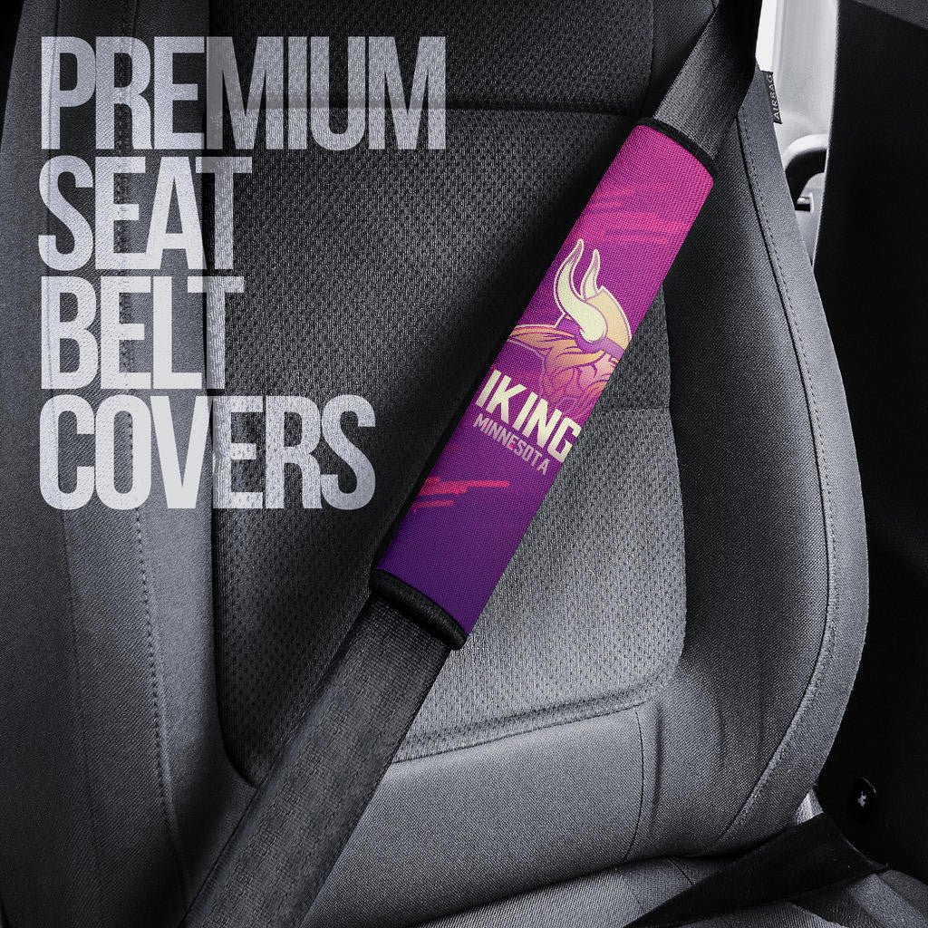 Minnesota Vikings American Football Team Giant Viking Holding Rugby Running Pink Purple Seat Belt Covers