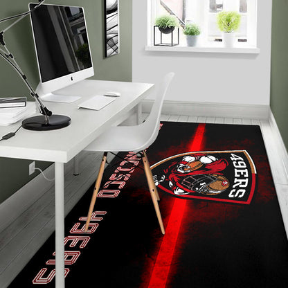 San Francisco American Football 49ers Football Ers Player On Shield Artwork Area Rug Home Decor