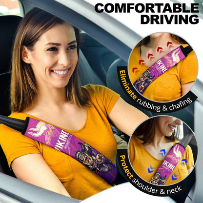 Minnesota Vikings American Football Team Giant Viking Holding Rugby Running Pink Purple Seat Belt Covers