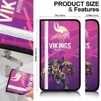 Minnesota Vikings American Football Team Giant Viking Holding Rugby Running Pink Purple Seat Belt Covers