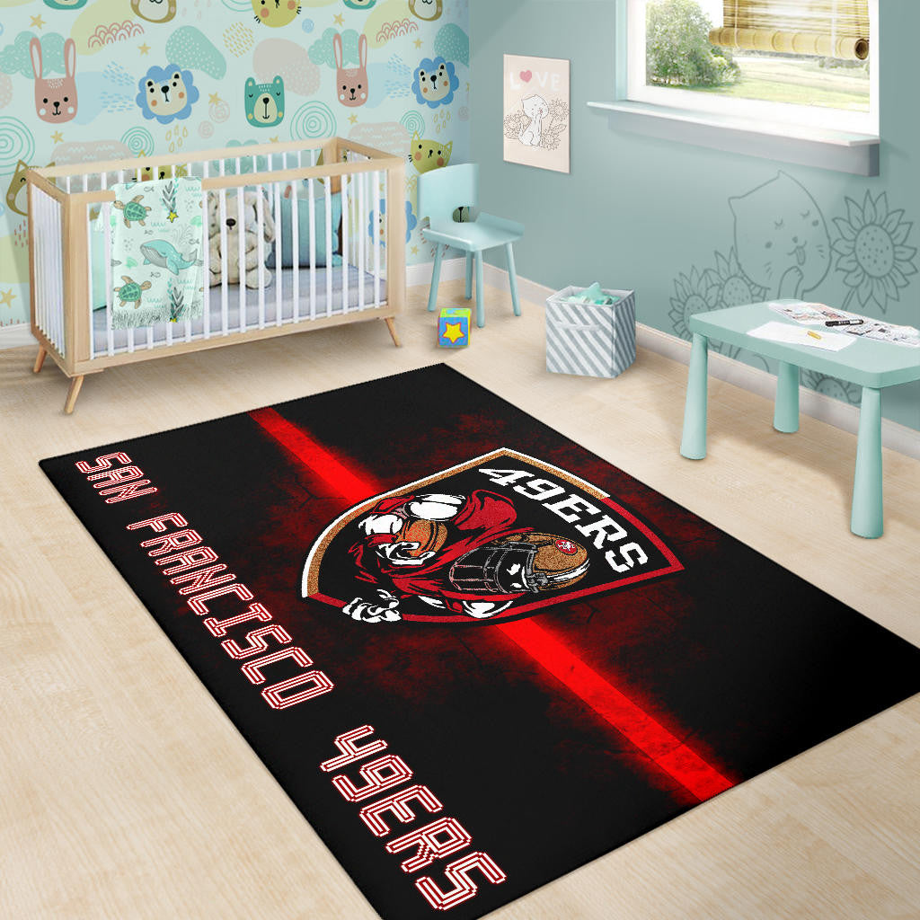 San Francisco American Football 49ers Football Ers Player On Shield Artwork Area Rug Home Decor