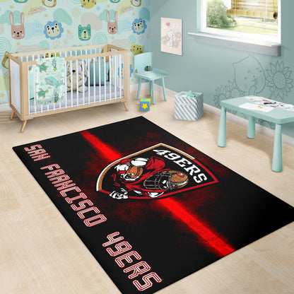 San Francisco American Football 49ers Football Ers Player On Shield Artwork Area Rug Home Decor