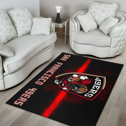 San Francisco American Football 49ers Football Ers Player On Shield Artwork Area Rug Home Decor
