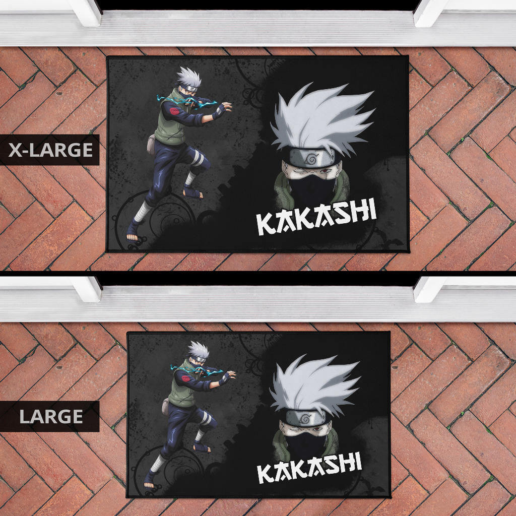 Naruto Anime Kakashi Hatake Sharingan Copy Ninja Black Door Mat Home Decor