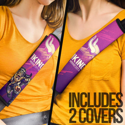 Minnesota Vikings American Football Team Giant Viking Holding Rugby Running Pink Purple Seat Belt Covers