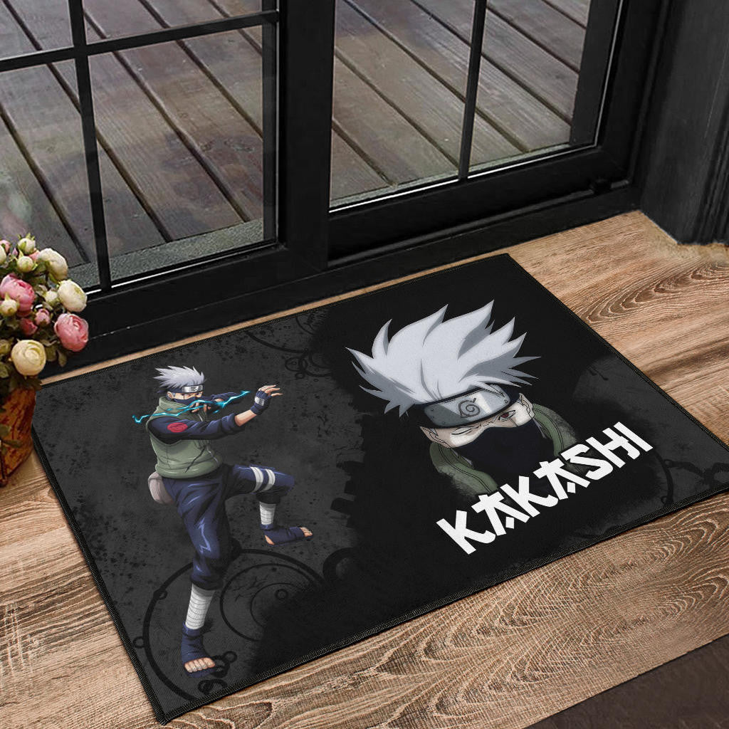 Naruto Anime Kakashi Hatake Sharingan Copy Ninja Black Door Mat Home Decor