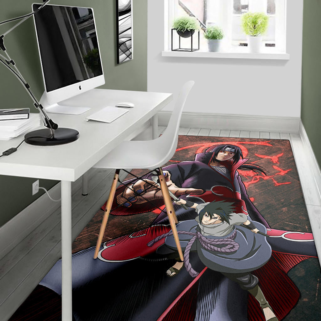 Naruto Anime Itachi Sasuke Uchiha Fighting Area Rug Home Decor