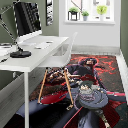 Naruto Anime Itachi Sasuke Uchiha Fighting Area Rug Home Decor