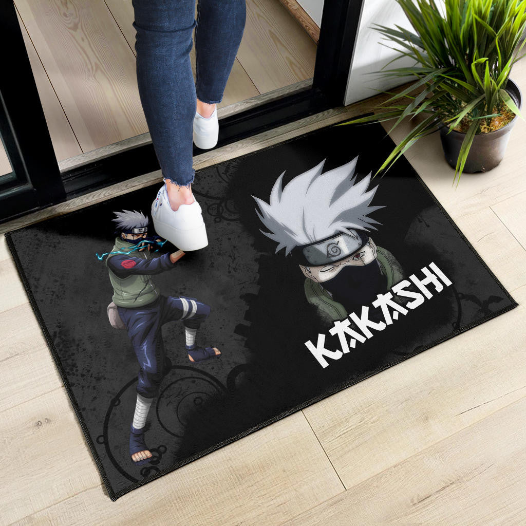 Naruto Anime Kakashi Hatake Sharingan Copy Ninja Black Door Mat Home Decor