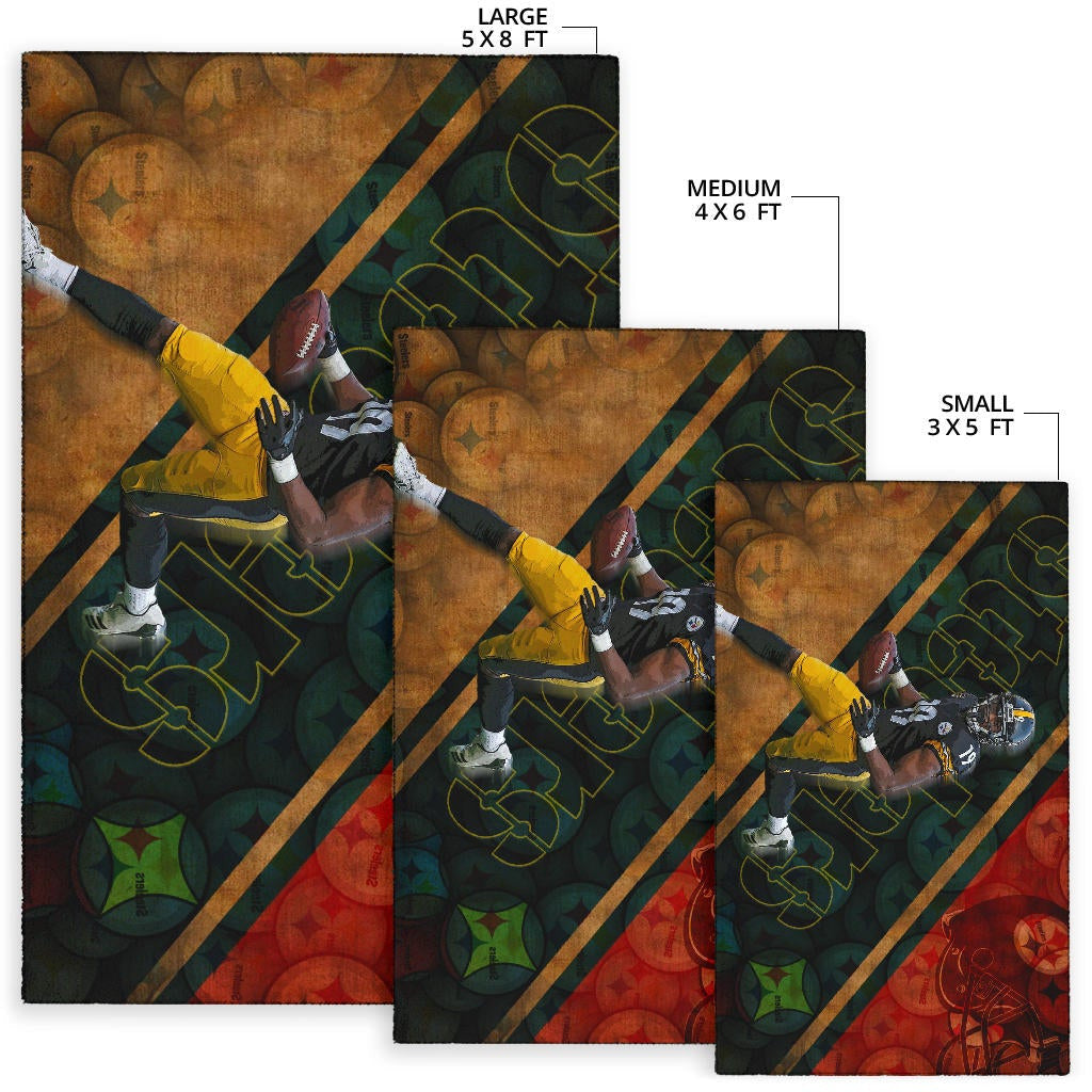 Pittsburgh Steelers American Football Team JuJu Smith-Schuster 19 Running Minimal Helmet Area Rug Home Decor