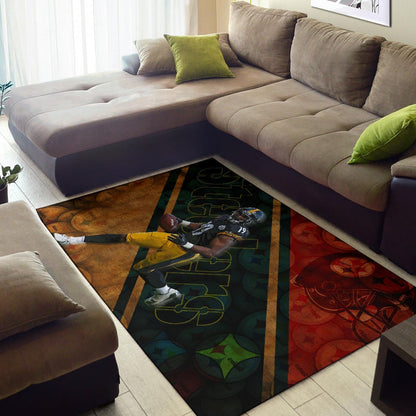 Pittsburgh Steelers American Football Team JuJu Smith-Schuster 19 Running Minimal Helmet Area Rug Home Decor