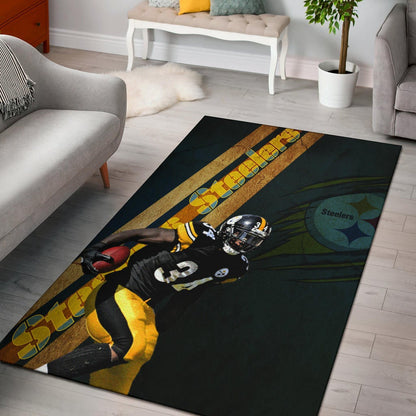 Pittsburgh Steelers American Football Team Terrell Edmunds 34 Hiding Rugby Ball Running Area Rug Home Decor