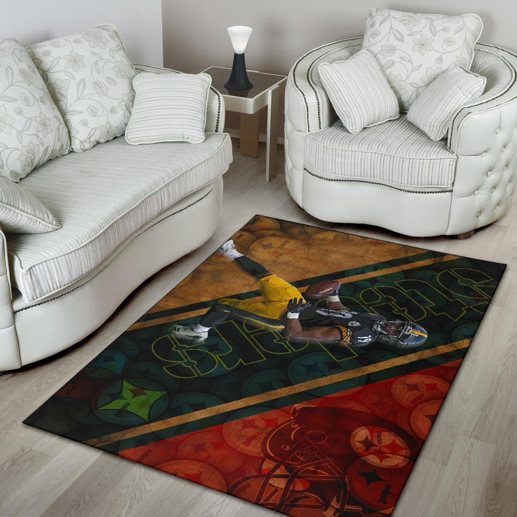 Pittsburgh Steelers American Football Team JuJu Smith-Schuster 19 Running Minimal Helmet Area Rug Home Decor