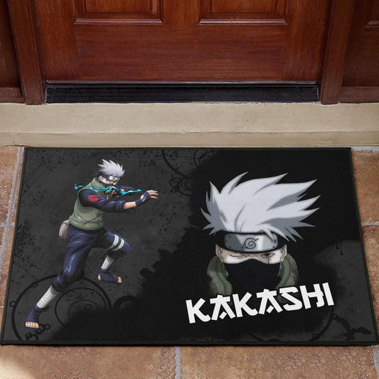 Naruto Anime Kakashi Hatake Sharingan Copy Ninja Black Door Mat Home Decor