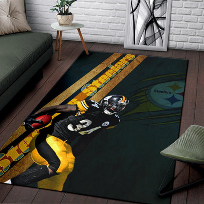 Pittsburgh Steelers American Football Team Terrell Edmunds 34 Hiding Rugby Ball Running Area Rug Home Decor