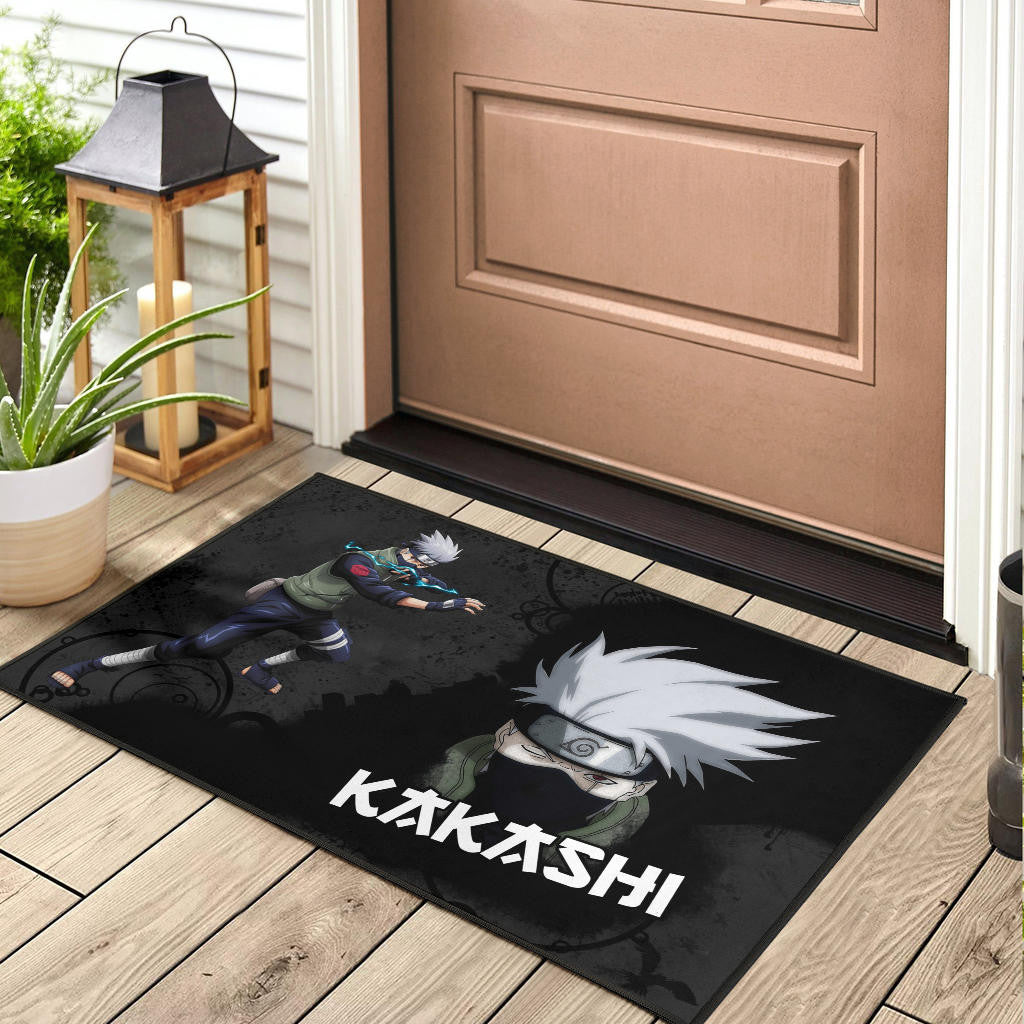 Naruto Anime Kakashi Hatake Sharingan Copy Ninja Black Door Mat Home Decor