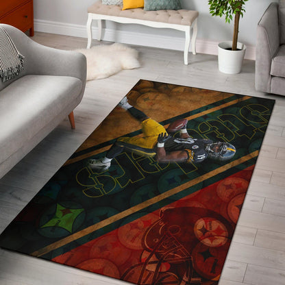 Pittsburgh Steelers American Football Team JuJu Smith-Schuster 19 Running Minimal Helmet Area Rug Home Decor