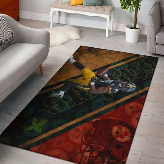 Pittsburgh Steelers American Football Team JuJu Smith-Schuster 19 Running Minimal Helmet Area Rug Home Decor