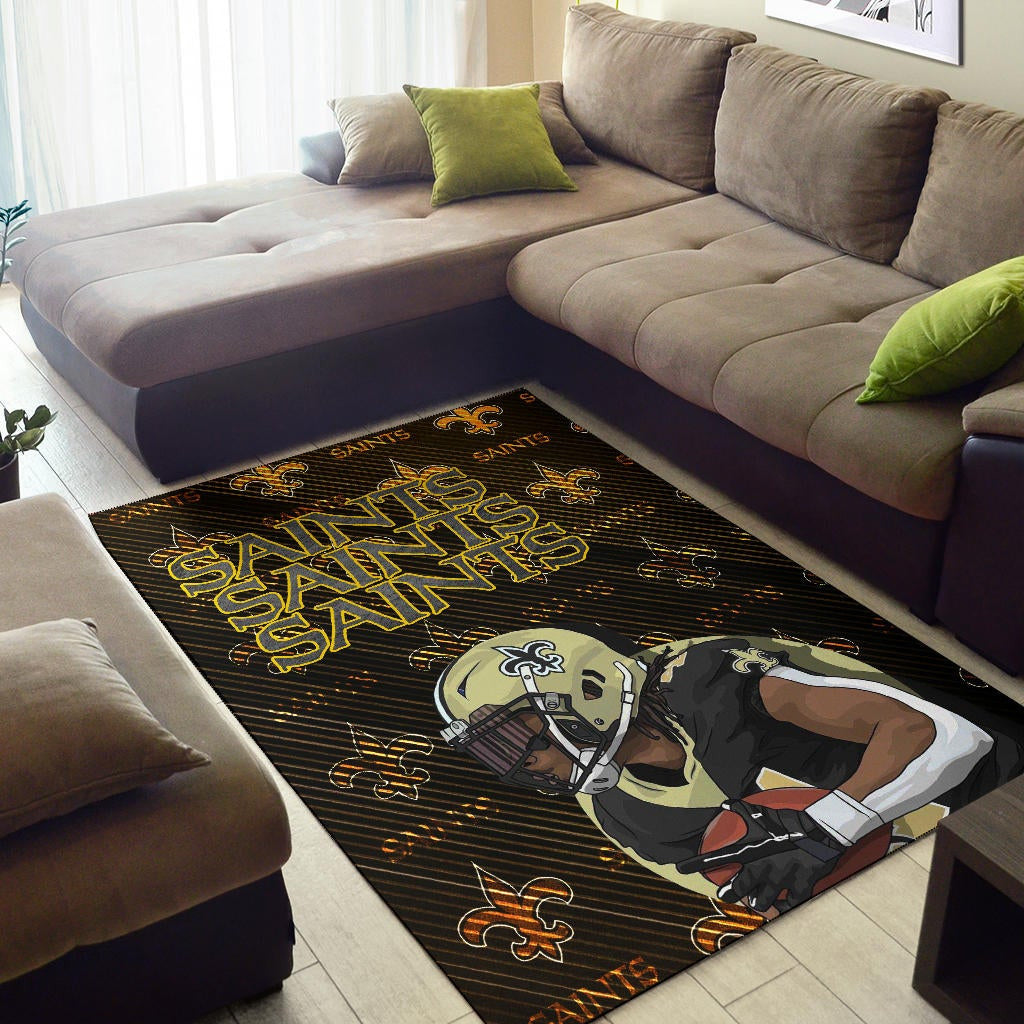 New Orleans Saints American Football Team Minimal Player Artwork Saints Patterns Area Rug Home Decor