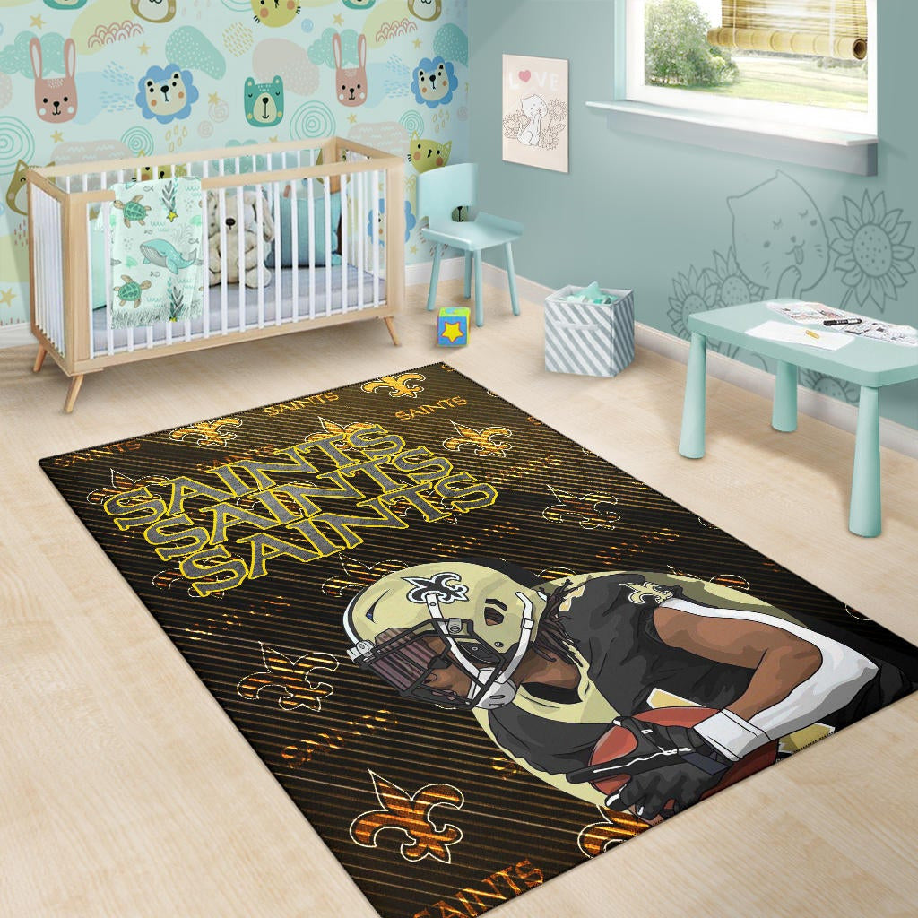 New Orleans Saints American Football Team Minimal Player Artwork Saints Patterns Area Rug Home Decor
