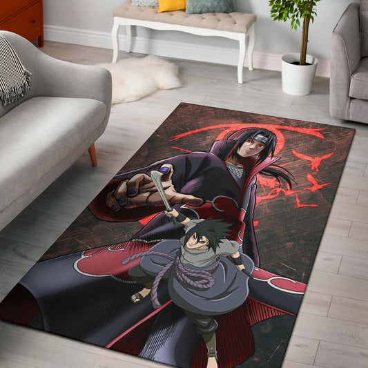 Naruto Anime Itachi Sasuke Uchiha Fighting Area Rug Home Decor