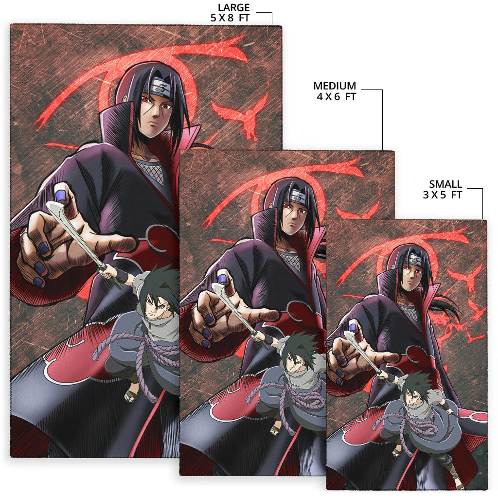 Naruto Anime Itachi Sasuke Uchiha Fighting Area Rug Home Decor