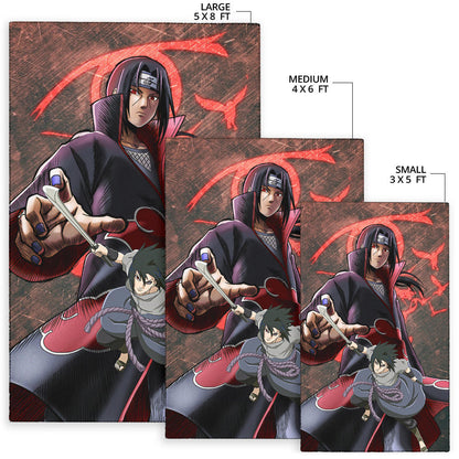Naruto Anime Itachi Sasuke Uchiha Fighting Area Rug Home Decor