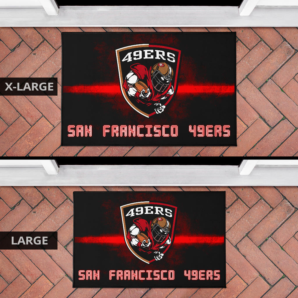 San Francisco American Football 49ers Football Ers Player On Shield Artwork Door Mat Home Decor