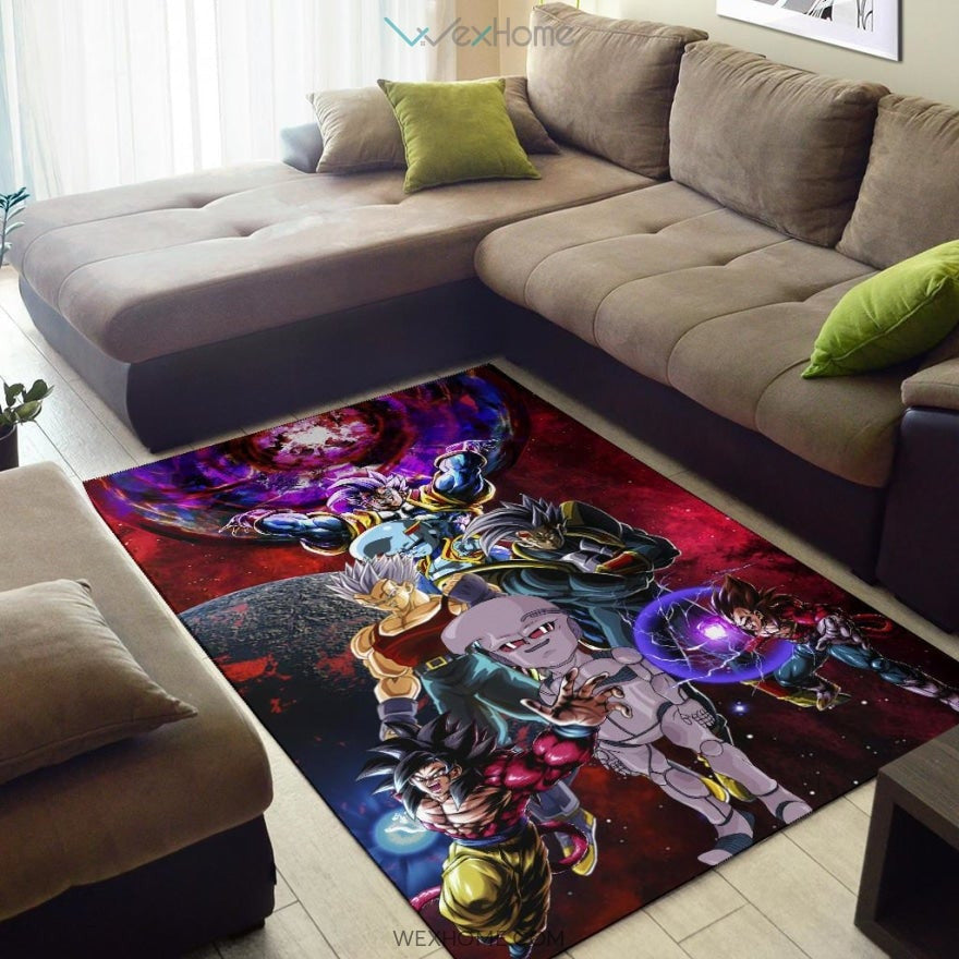 Dragon Ball Anime DB Super Saiyan Goku Vs Villains Red Galaxy Area Rug Home Decor
