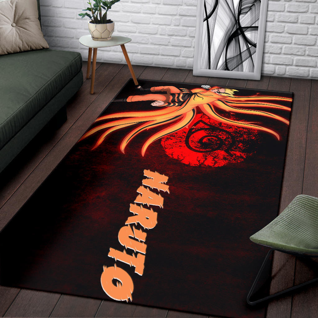Naruto Anime Naruto Nine Tails Red And Black Area Rug Home Decor