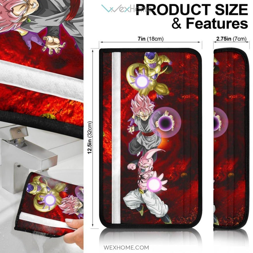 Dragon Ball Anime DB Evil Universe Villains Black Goku Frieza Buu Seat Belt Covers