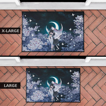 Demon Slayer Anime Lonely Shinobu With Butterflies Night Moon Door Mat Home Decor