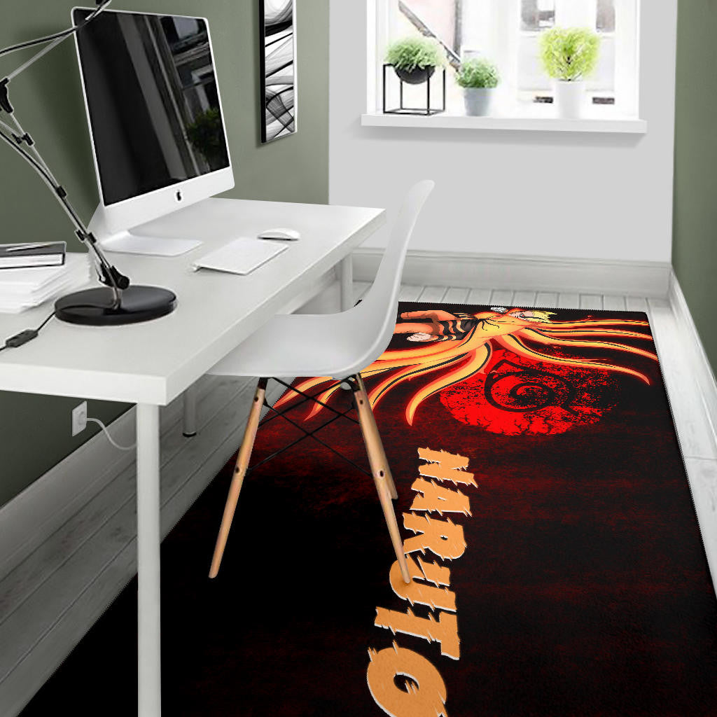 Naruto Anime Naruto Nine Tails Red And Black Area Rug Home Decor