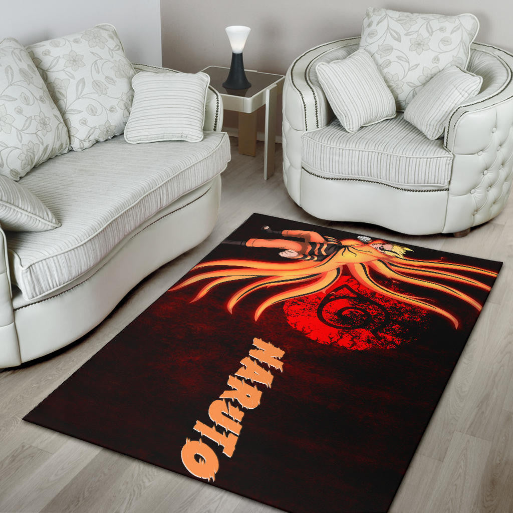 Naruto Anime Naruto Nine Tails Red And Black Area Rug Home Decor
