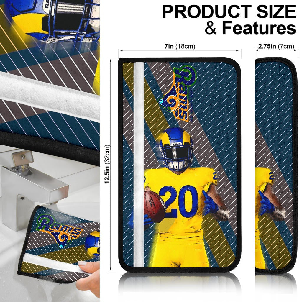 Los Angeles Rams American Football Team Jalen Ramsey 20 Wearing Helmet Standing Seat Belt Covers