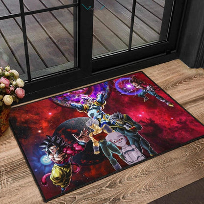 Dragon Ball Anime DB Super Saiyan Goku Vs Villains Red Galaxy Door Mat Home Decor