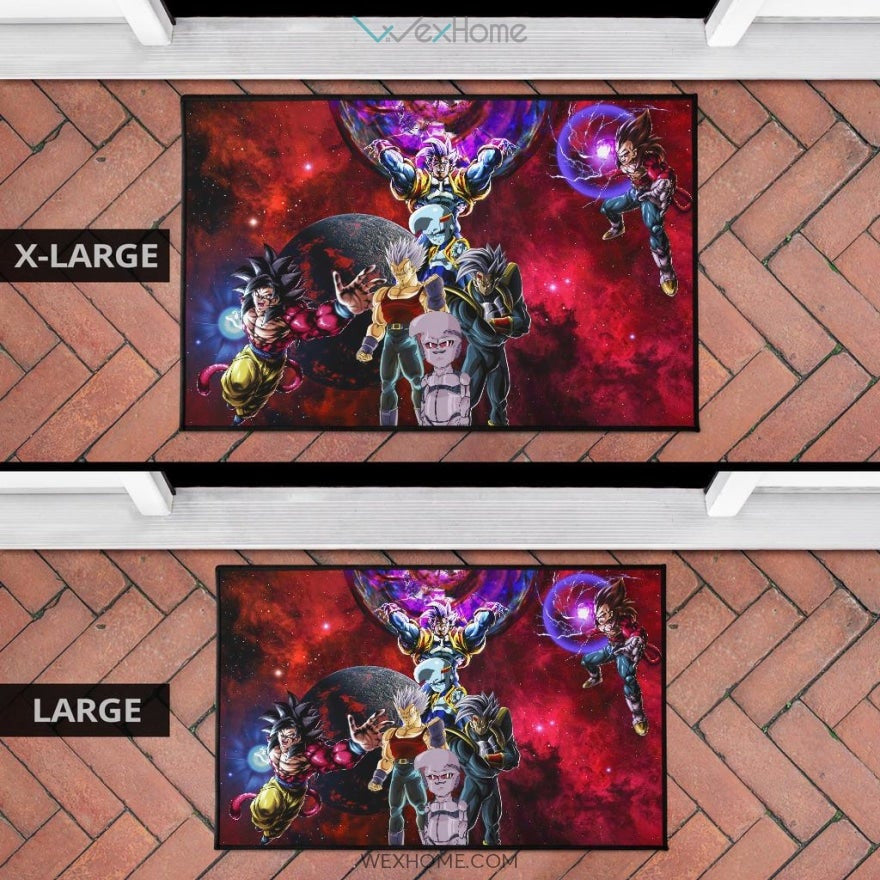 Dragon Ball Anime DB Super Saiyan Goku Vs Villains Red Galaxy Door Mat Home Decor