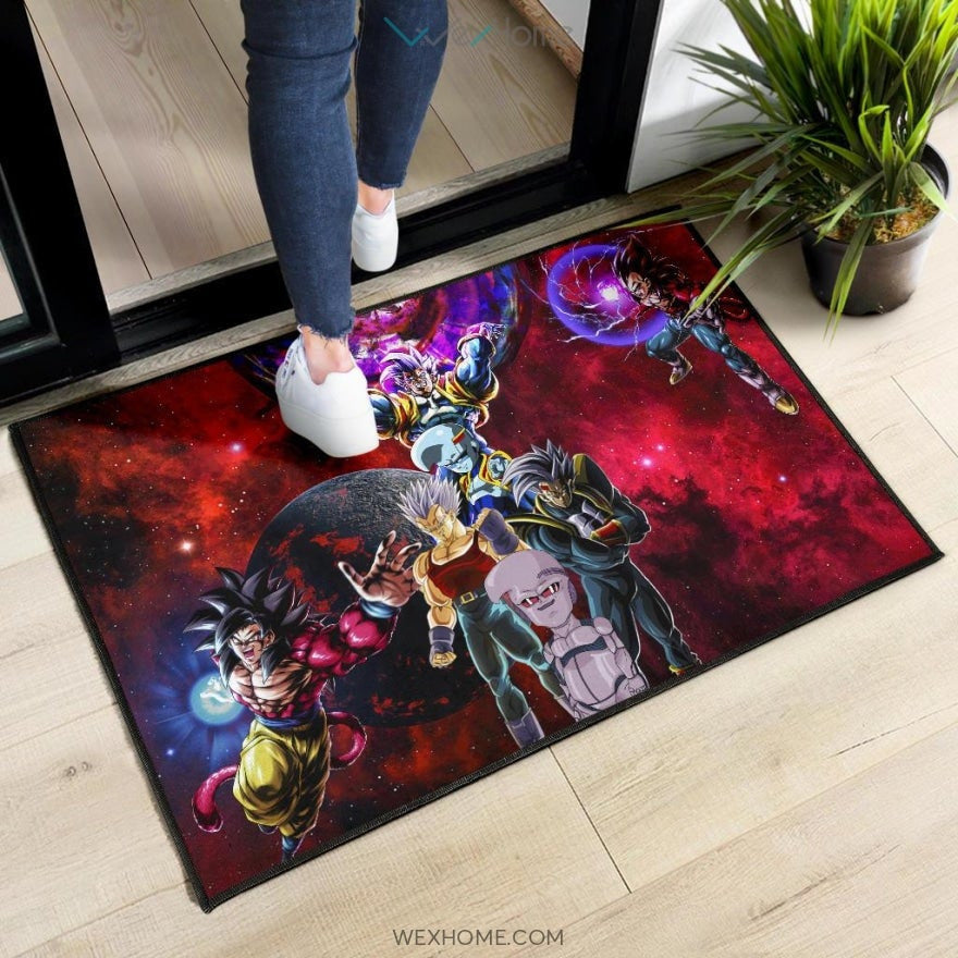 Dragon Ball Anime DB Super Saiyan Goku Vs Villains Red Galaxy Door Mat Home Decor